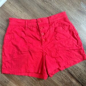 Evereve Joelle Stretch Red Linen Shorts